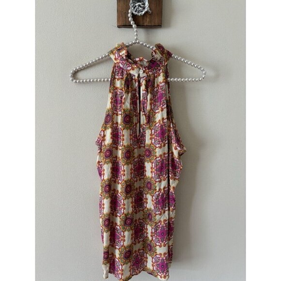 NWT Christian Siriano Womens Size S Pink Floral Sleeveless Blouse Ruffle Neck - Picture 3 of 6